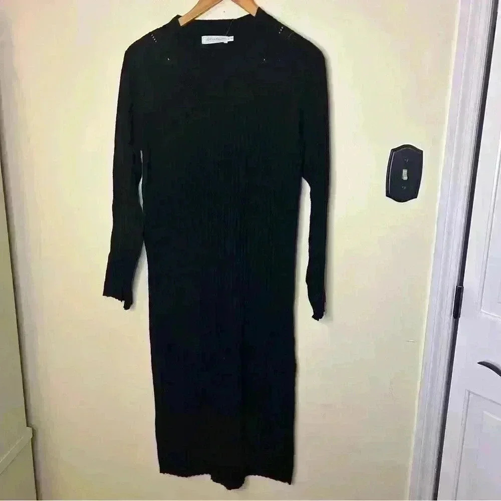 All in Favor Wool Blend Midi Sweater Dress Long Sleeve Black Size S Redo photos